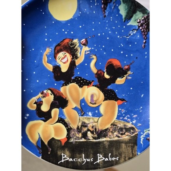 Jill Neal Gallery, Wild Women Plate, Bacchus Babes, 7.5 inches Single - Picture 2 of 4